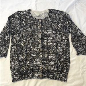 Banana Republic 3/4 Sleeve Black and White Cardi M